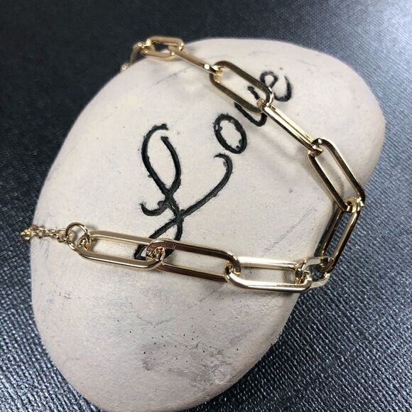 New 14k Gold Paperclip Chain Link Necklace - Picture 5 of 6